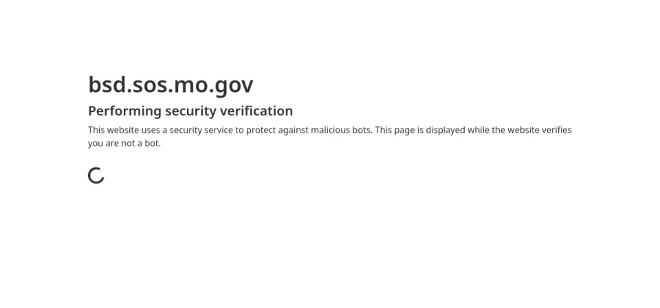 Screenshot of the official Missouri business filing portal