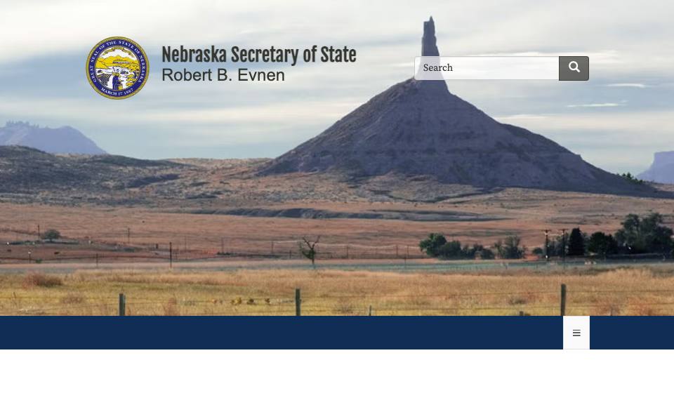 Screenshot of the official Nebraska business filing portal