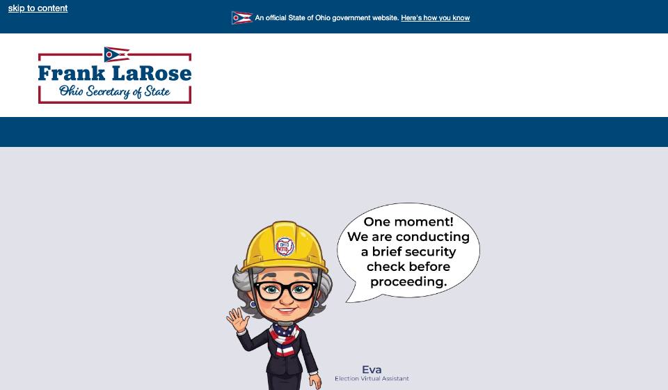 Screenshot of the official Ohio business filing portal
